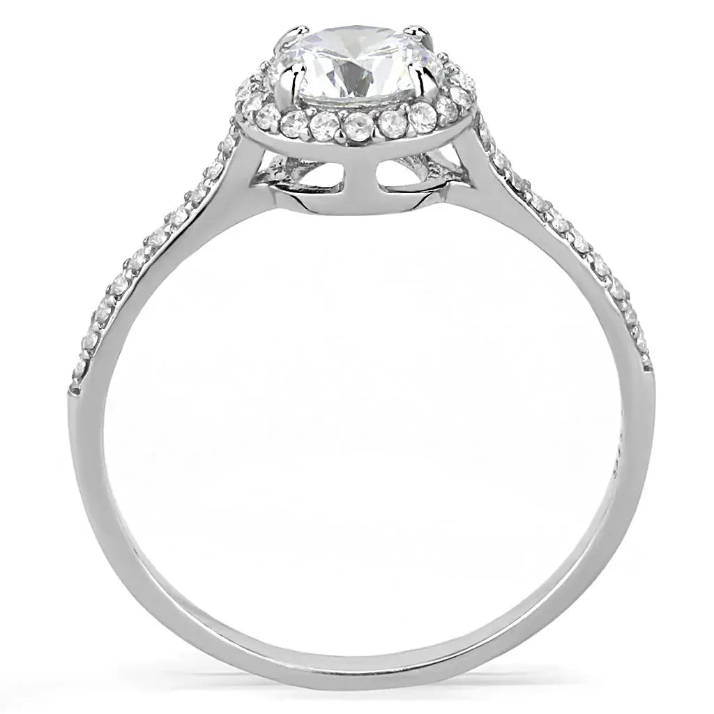 Alamode High polished (no plating) Stainless Steel Ring with AAA Grade CZ in Clear - Alamode - Flyclothing LLC