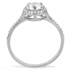 Alamode High polished (no plating) Stainless Steel Ring with AAA Grade CZ in Clear - Alamode