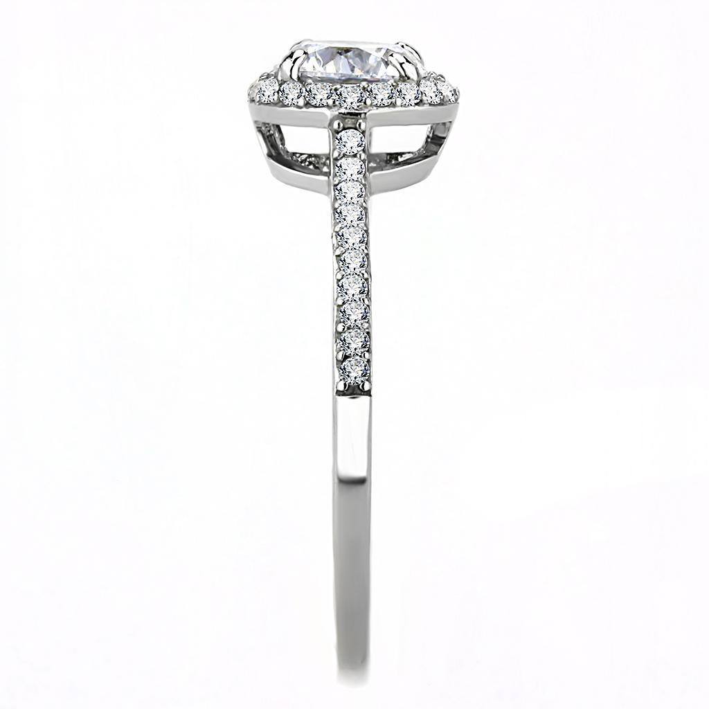 Alamode High polished (no plating) Stainless Steel Ring with AAA Grade CZ in Clear - Alamode