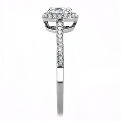 Alamode High polished (no plating) Stainless Steel Ring with AAA Grade CZ in Clear - Alamode