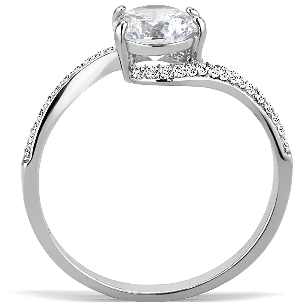 Alamode High polished (no plating) Stainless Steel Ring with AAA Grade CZ in Clear - Alamode - Flyclothing LLC