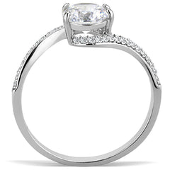Alamode High polished (no plating) Stainless Steel Ring with AAA Grade CZ in Clear - Alamode
