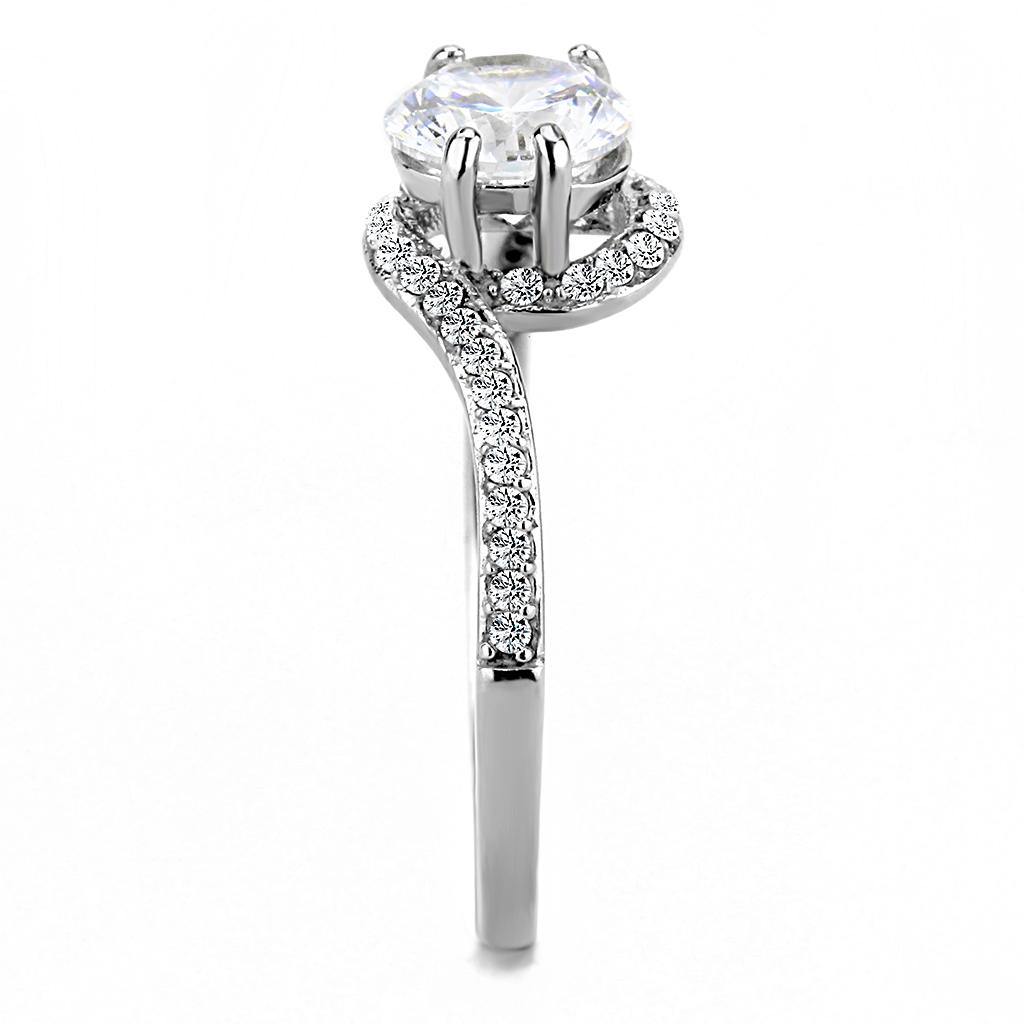 Alamode High polished (no plating) Stainless Steel Ring with AAA Grade CZ in Clear - Alamode