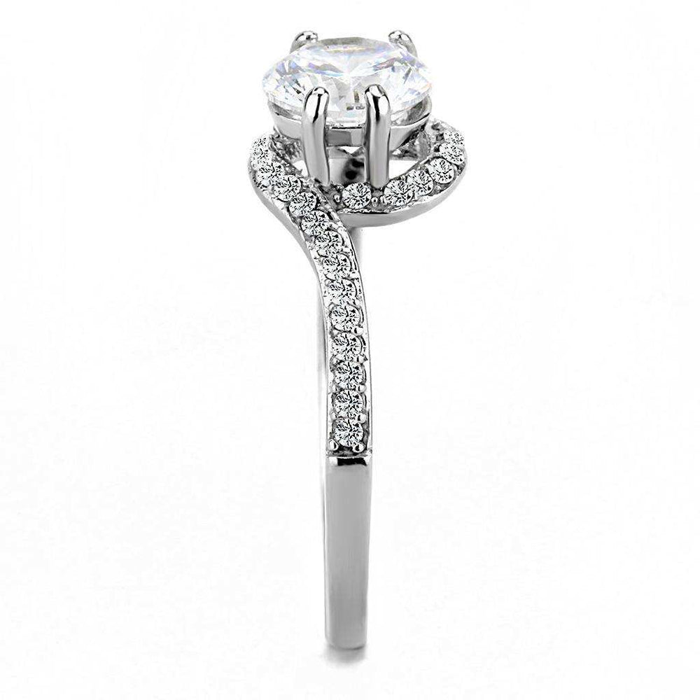 Alamode High polished (no plating) Stainless Steel Ring with AAA Grade CZ in Clear - Alamode - Flyclothing LLC