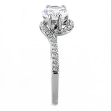 Alamode High polished (no plating) Stainless Steel Ring with AAA Grade CZ in Clear - Alamode