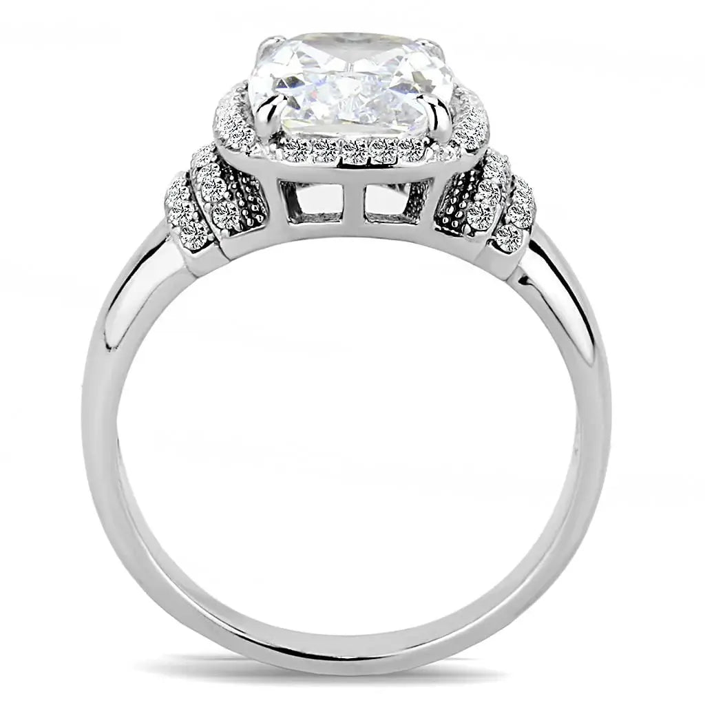 Alamode High polished (no plating) Stainless Steel Ring with Cubic in Clear - Alamode - Flyclothing LLC