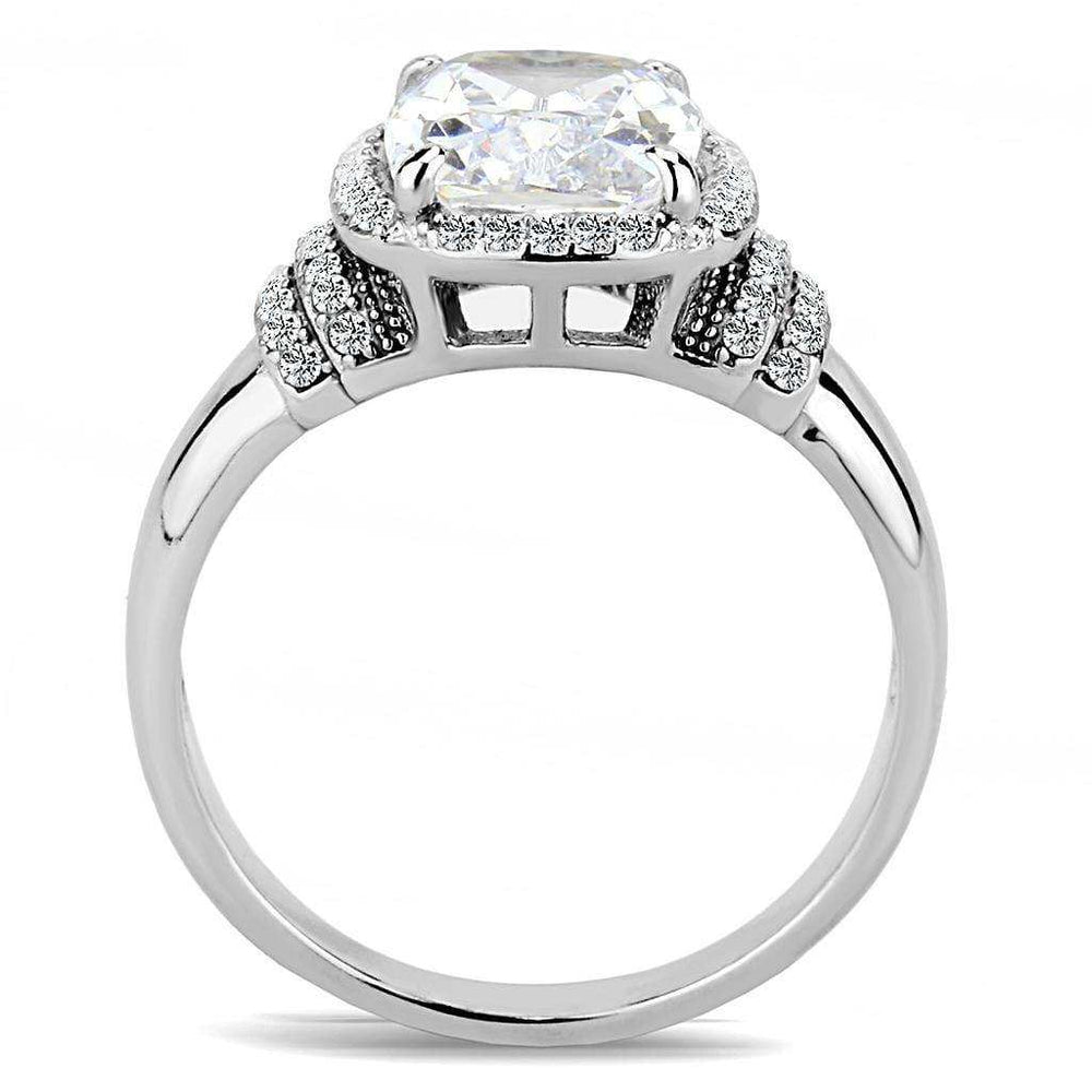 Alamode High polished (no plating) Stainless Steel Ring with Cubic in Clear - Alamode - Flyclothing LLC