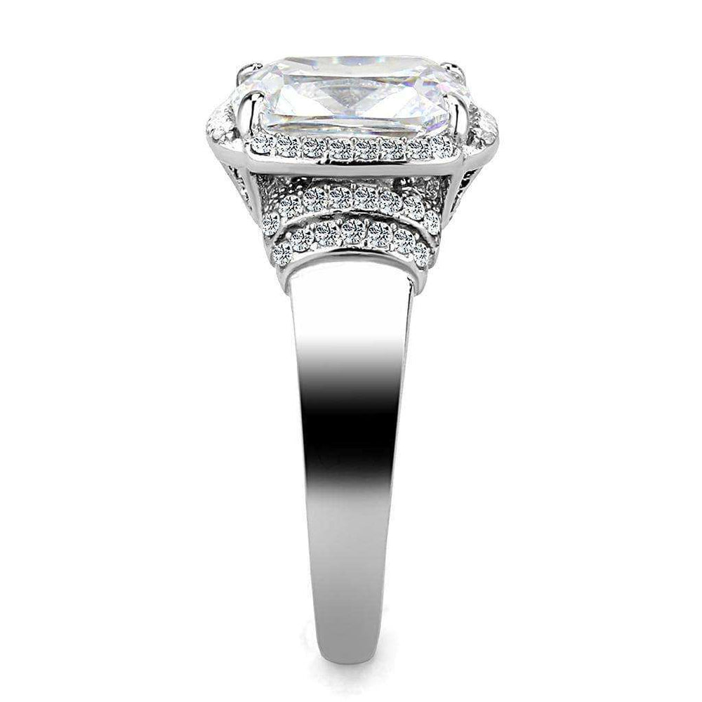 Alamode High polished (no plating) Stainless Steel Ring with Cubic in Clear - Alamode - Flyclothing LLC