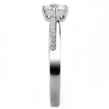 Alamode High polished (no plating) Stainless Steel Ring with AAA Grade CZ in Clear - Alamode - Flyclothing LLC