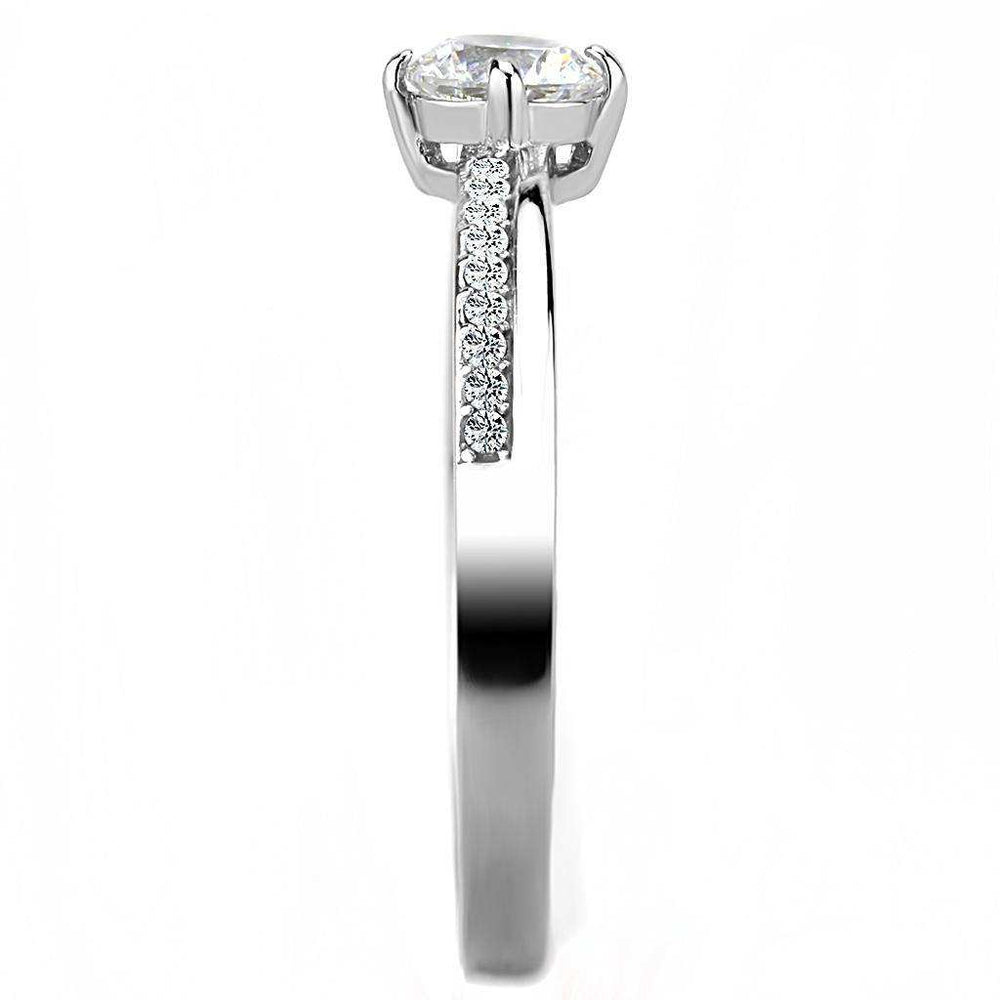 Alamode High polished (no plating) Stainless Steel Ring with AAA Grade CZ in Clear - Alamode - Flyclothing LLC