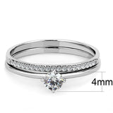 Alamode High polished (no plating) Stainless Steel Ring with AAA Grade CZ in Clear - Alamode