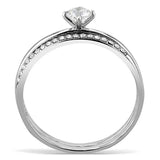 Alamode High polished (no plating) Stainless Steel Ring with AAA Grade CZ in Clear - Alamode - Flyclothing LLC