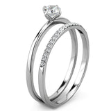 Alamode High polished (no plating) Stainless Steel Ring with AAA Grade CZ in Clear - Alamode