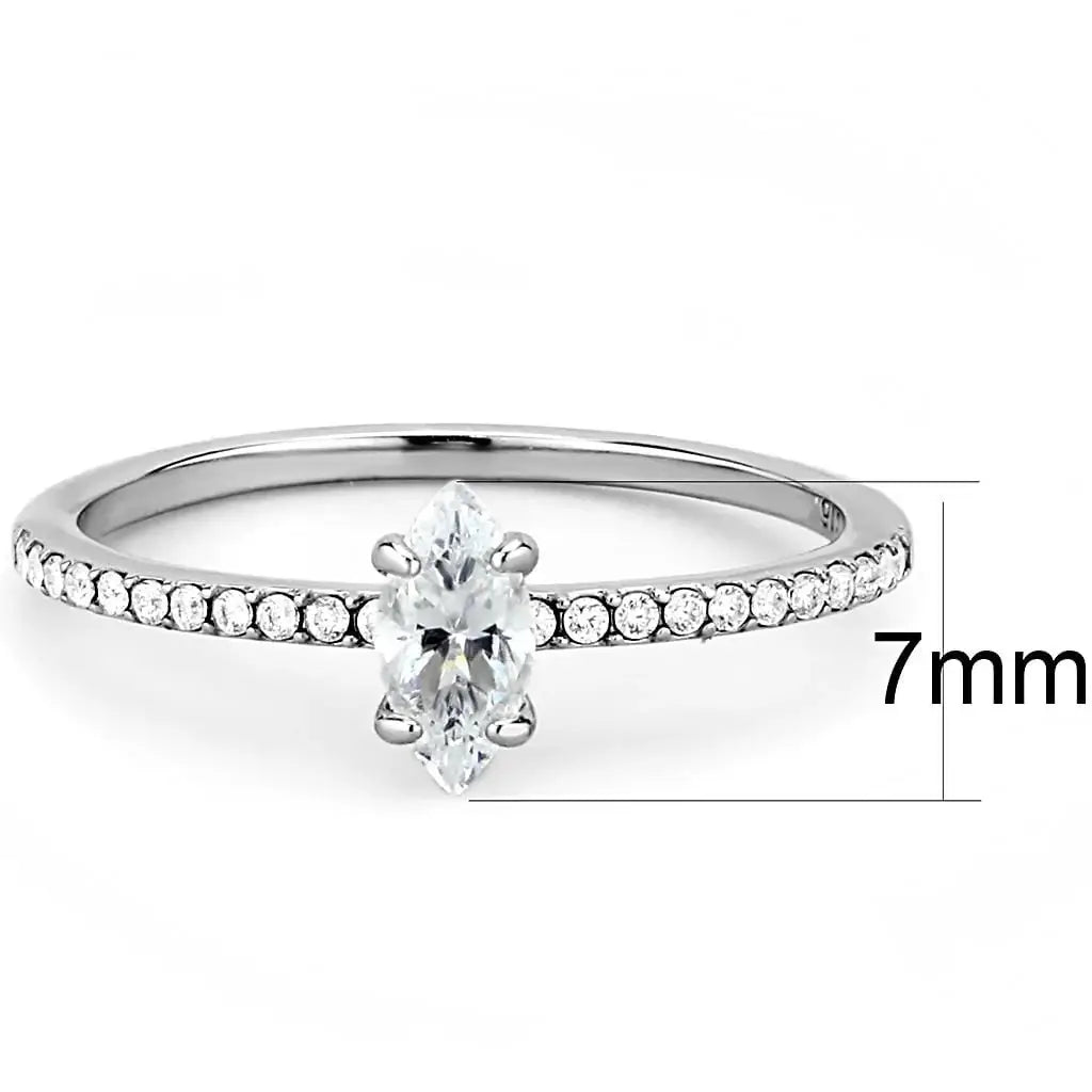 Alamode High polished (no plating) Stainless Steel Ring with Cubic in Clear - Alamode - Flyclothing LLC