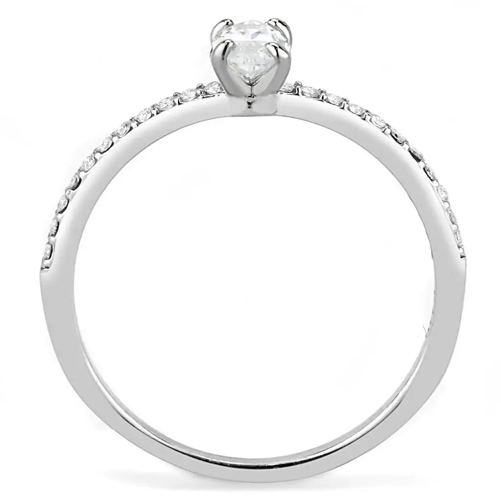 Alamode High polished (no plating) Stainless Steel Ring with Cubic in Clear - Alamode - Flyclothing LLC
