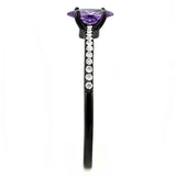 Alamode IP Black(Ion Plating) Stainless Steel Ring with AAA Grade CZ in Amethyst - Alamode - Flyclothing LLC