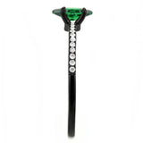 Alamode IP Black(Ion Plating) Stainless Steel Ring with AAA Grade CZ in Emerald - Alamode - Flyclothing LLC