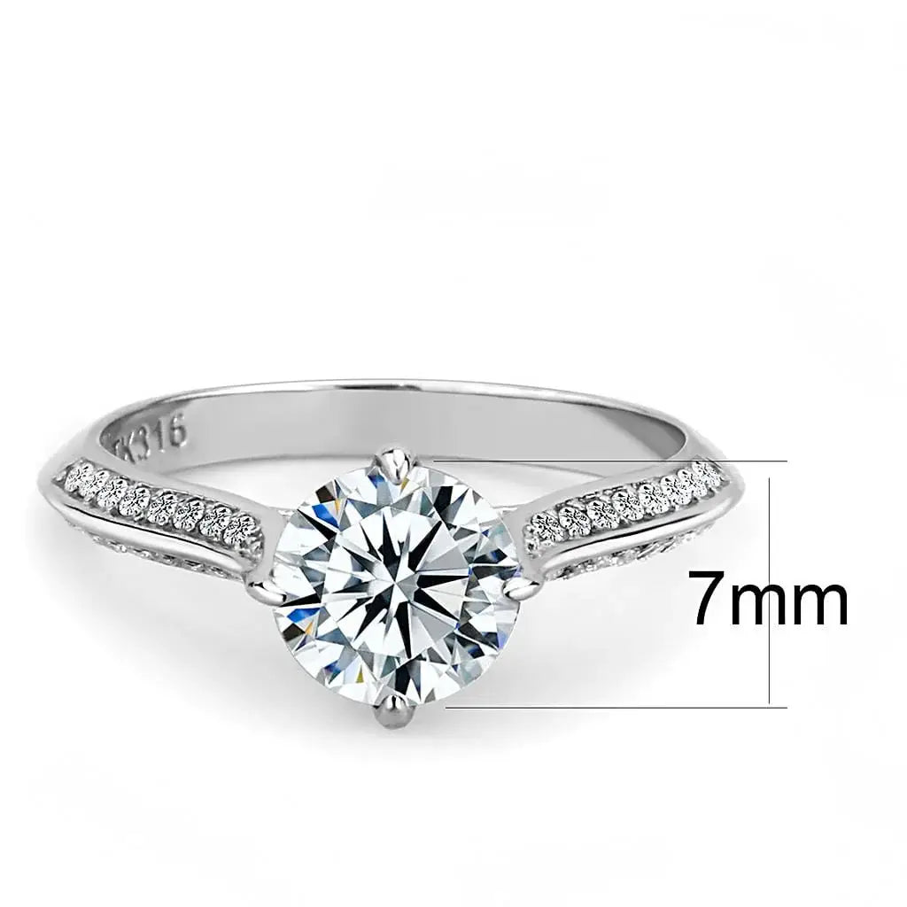Alamode High polished (no plating) Stainless Steel Ring with AAA Grade CZ in Clear - Alamode - Flyclothing LLC