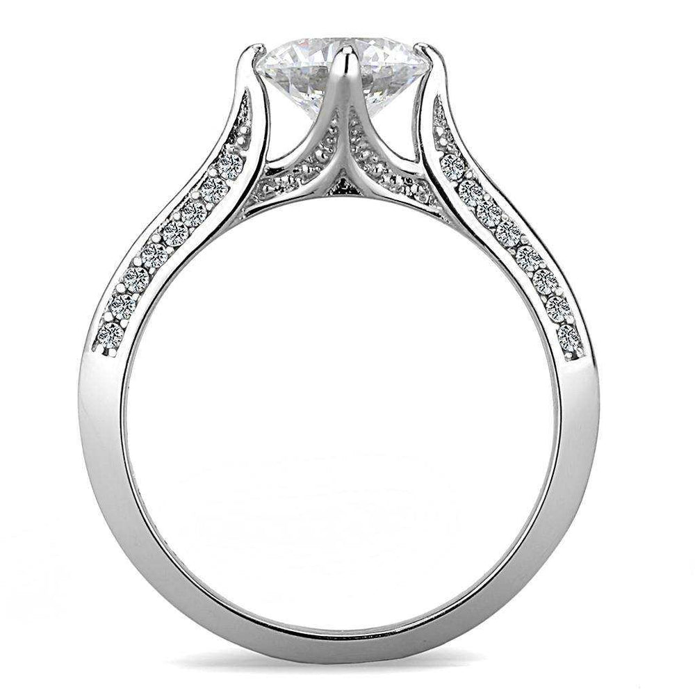 Alamode High polished (no plating) Stainless Steel Ring with AAA Grade CZ in Clear - Alamode - Flyclothing LLC