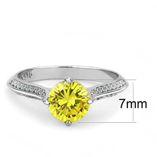Alamode High polished (no plating) Stainless Steel Ring with AAA Grade CZ in Topaz - Alamode - Flyclothing LLC