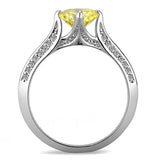 Alamode High polished (no plating) Stainless Steel Ring with AAA Grade CZ in Topaz - Alamode - Flyclothing LLC