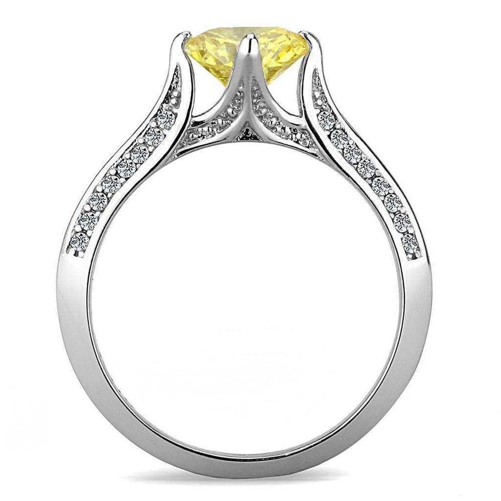 Alamode High polished (no plating) Stainless Steel Ring with AAA Grade CZ in Topaz - Alamode - Flyclothing LLC