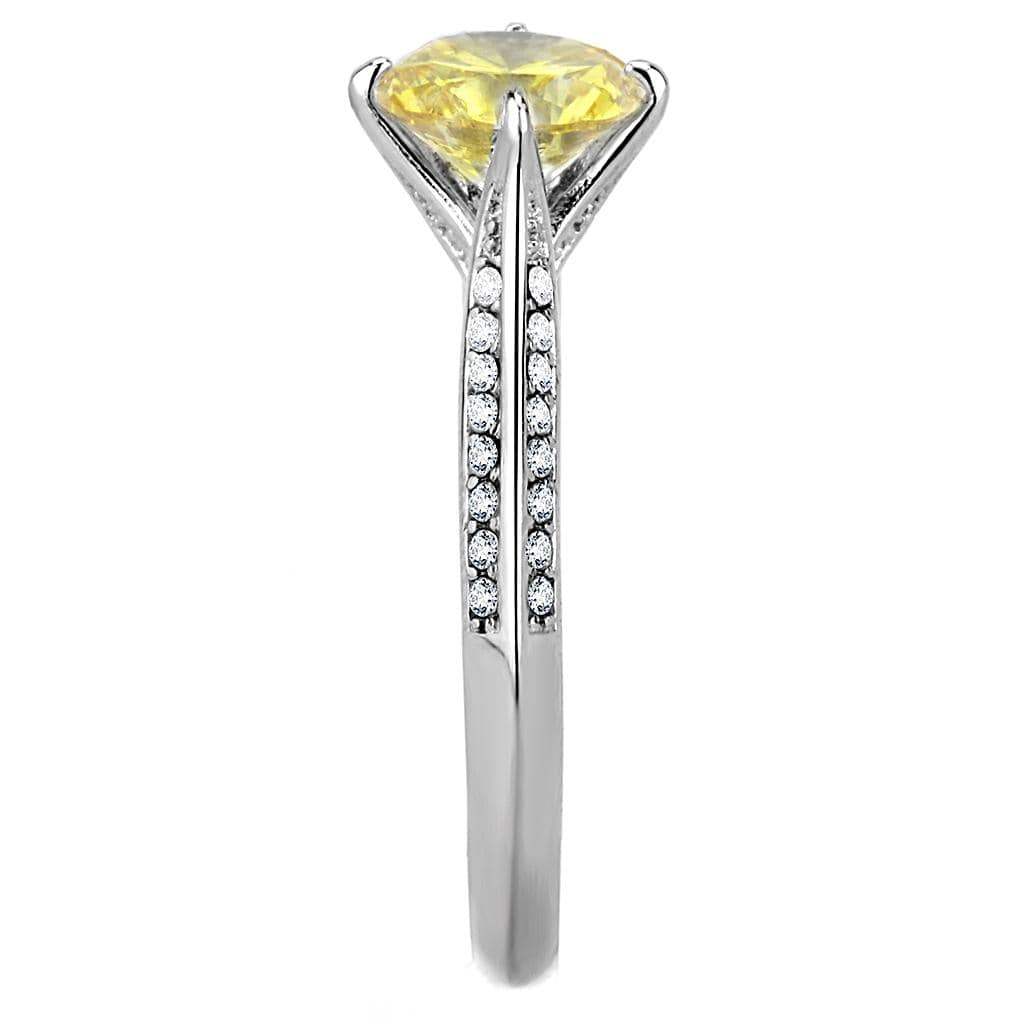 Alamode High polished (no plating) Stainless Steel Ring with AAA Grade CZ in Topaz - Alamode - Flyclothing LLC