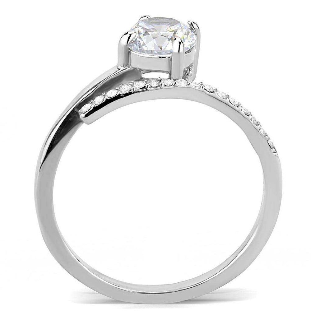 Alamode High polished (no plating) Stainless Steel Ring with AAA Grade CZ in Clear - Alamode - Flyclothing LLC