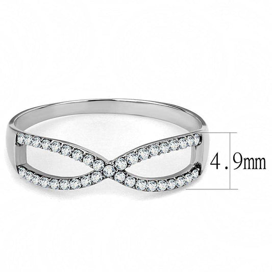 Alamode High polished (no plating) Stainless Steel Ring with AAA Grade CZ in Clear - Alamode - Flyclothing LLC