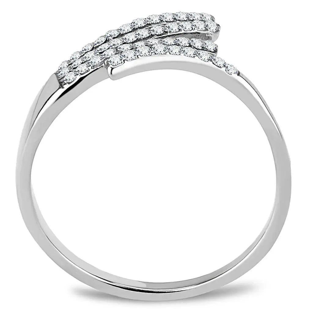 Alamode High polished (no plating) Stainless Steel Ring with AAA Grade CZ in Clear - Alamode - Flyclothing LLC