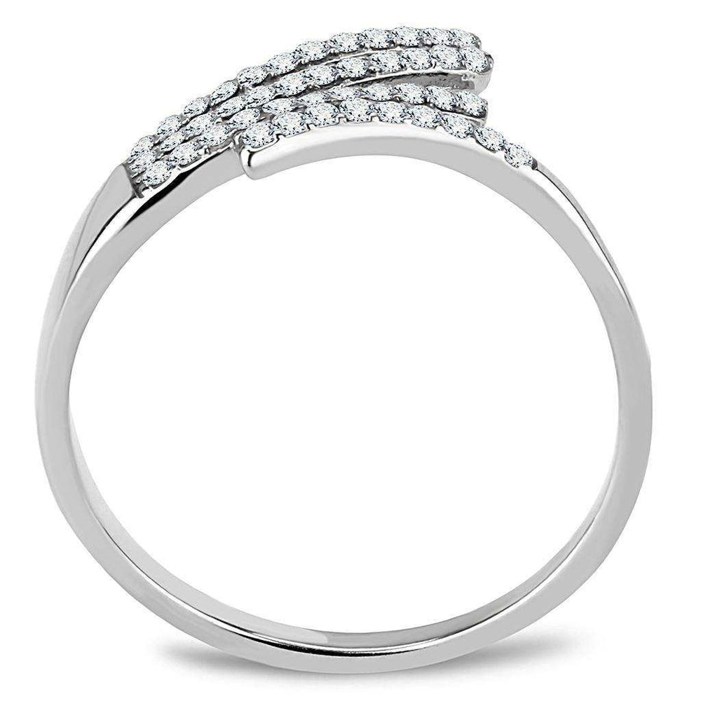 Alamode High polished (no plating) Stainless Steel Ring with AAA Grade CZ in Clear - Alamode - Flyclothing LLC