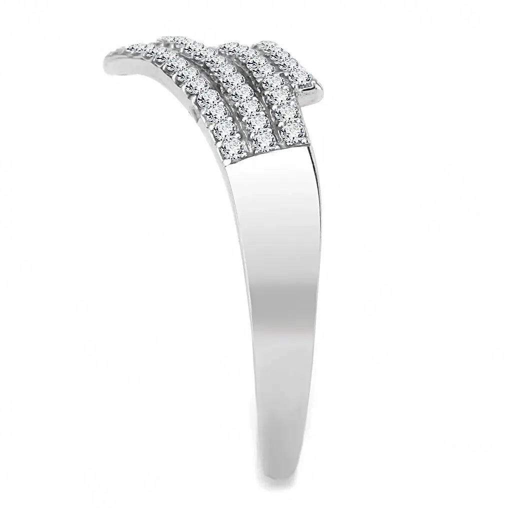 Alamode High polished (no plating) Stainless Steel Ring with AAA Grade CZ in Clear - Alamode - Flyclothing LLC