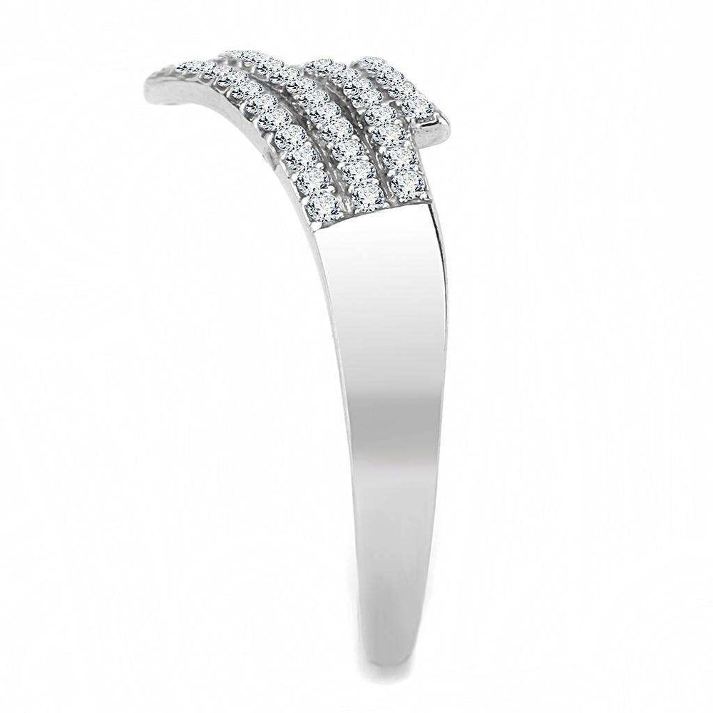Alamode High polished (no plating) Stainless Steel Ring with AAA Grade CZ in Clear - Alamode - Flyclothing LLC