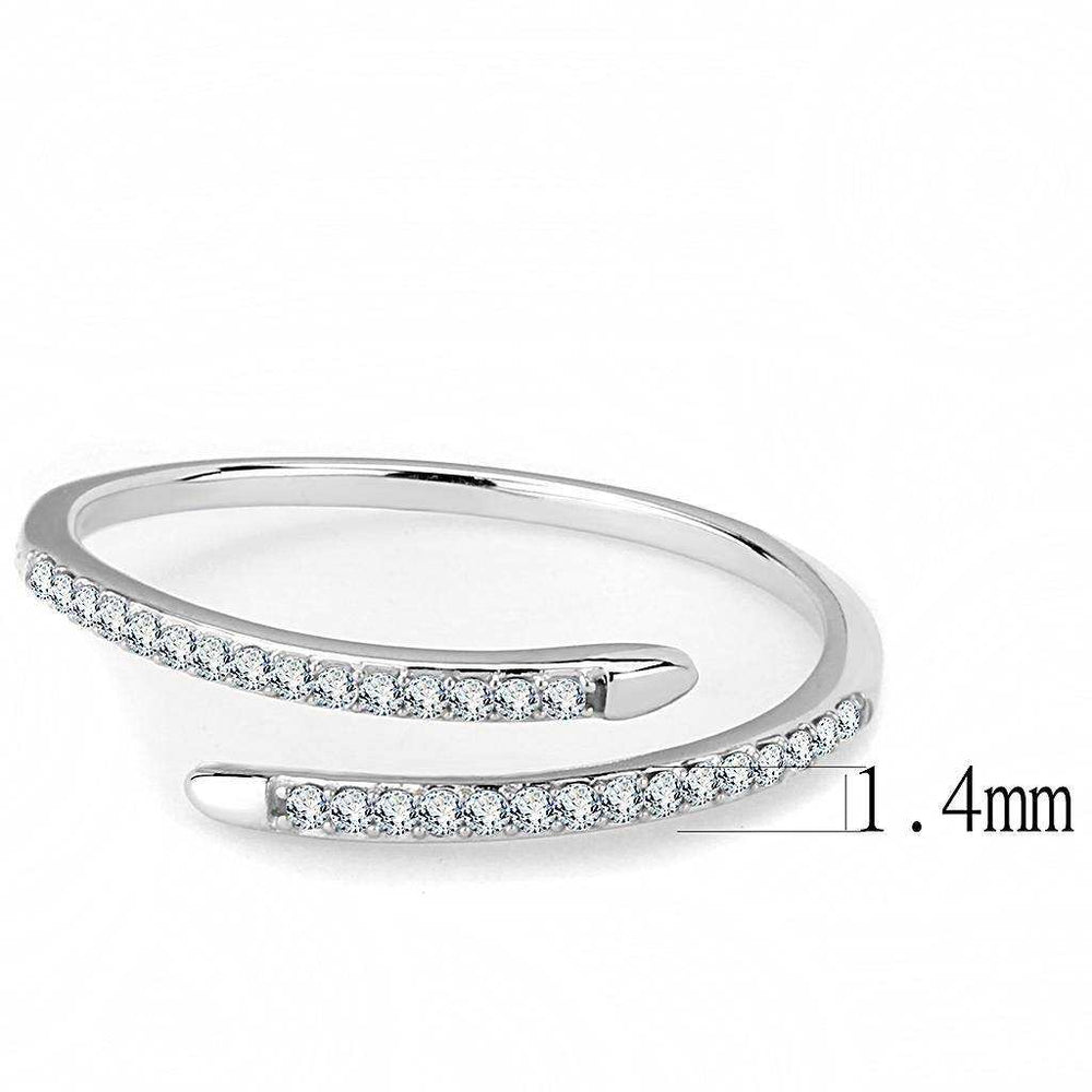 Alamode High polished (no plating) Stainless Steel Ring with AAA Grade CZ in Clear - Alamode - Flyclothing LLC