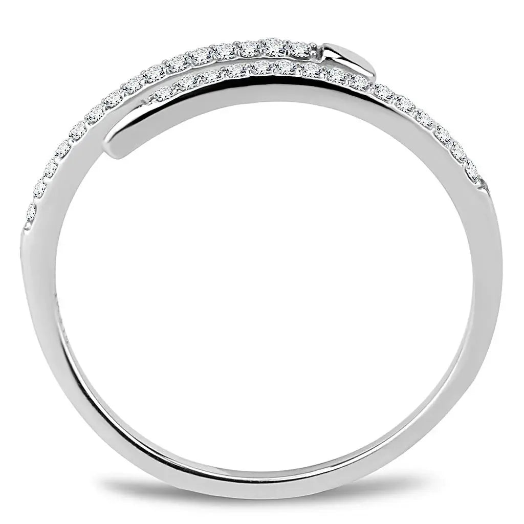 Alamode High polished (no plating) Stainless Steel Ring with AAA Grade CZ in Clear - Alamode - Flyclothing LLC