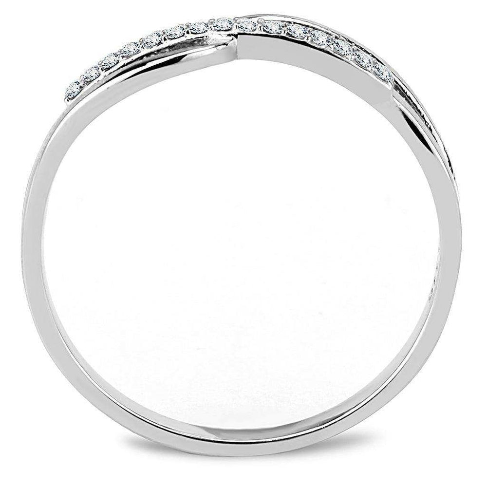 Alamode High polished (no plating) Stainless Steel Ring with AAA Grade CZ in Clear - Alamode - Flyclothing LLC