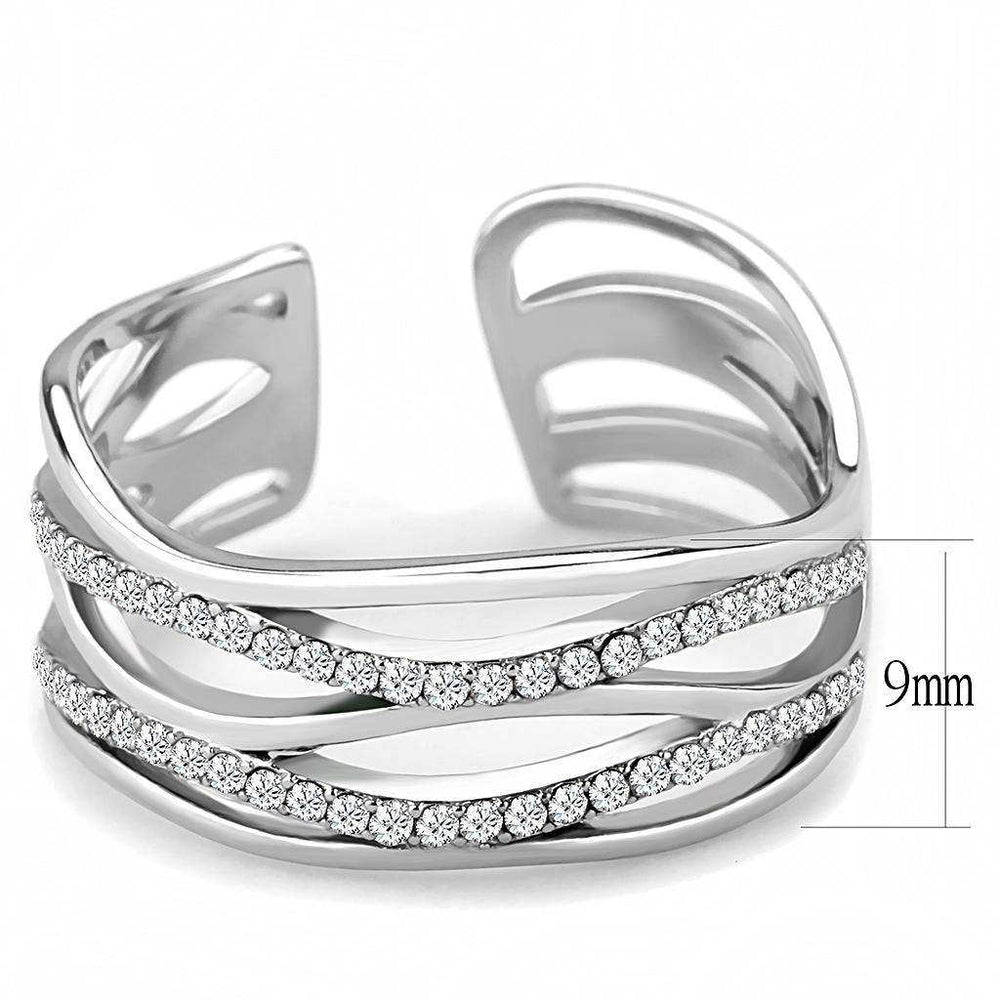 Alamode High polished (no plating) Stainless Steel Ring with AAA Grade CZ in Clear - Alamode - Flyclothing LLC