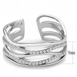 Alamode High polished (no plating) Stainless Steel Ring with AAA Grade CZ in Clear - Alamode