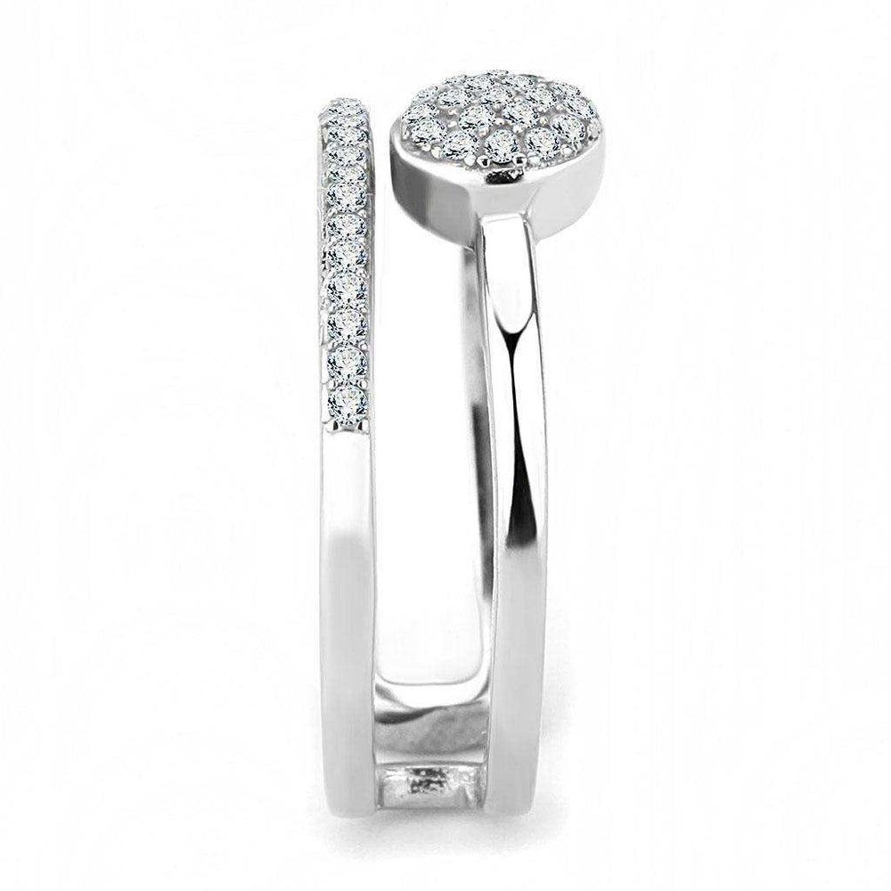 Alamode High polished (no plating) Stainless Steel Ring with AAA Grade CZ in Clear - Alamode - Flyclothing LLC