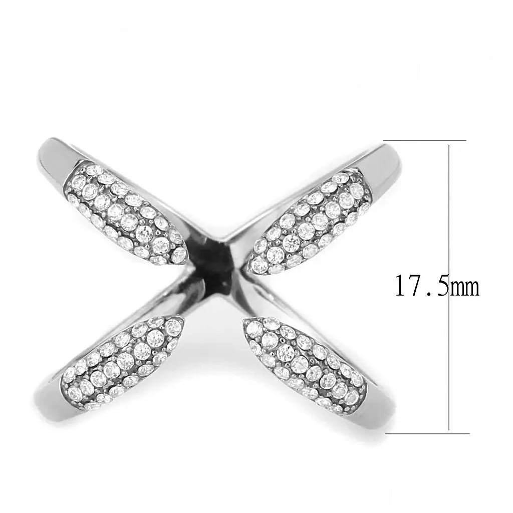 Alamode High polished (no plating) Stainless Steel Ring with AAA Grade CZ in Clear - Alamode - Flyclothing LLC