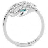 Alamode High polished (no plating) Stainless Steel Ring with Top Grade Crystal in Blue Zircon - Alamode