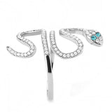 Alamode High polished (no plating) Stainless Steel Ring with Top Grade Crystal in Blue Zircon - Alamode