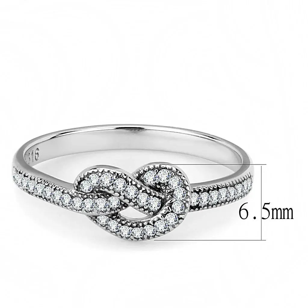 Alamode High polished (no plating) Stainless Steel Ring with AAA Grade CZ in Clear - Alamode - Flyclothing LLC