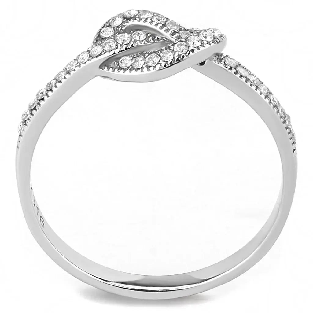 Alamode High polished (no plating) Stainless Steel Ring with AAA Grade CZ in Clear - Alamode - Flyclothing LLC