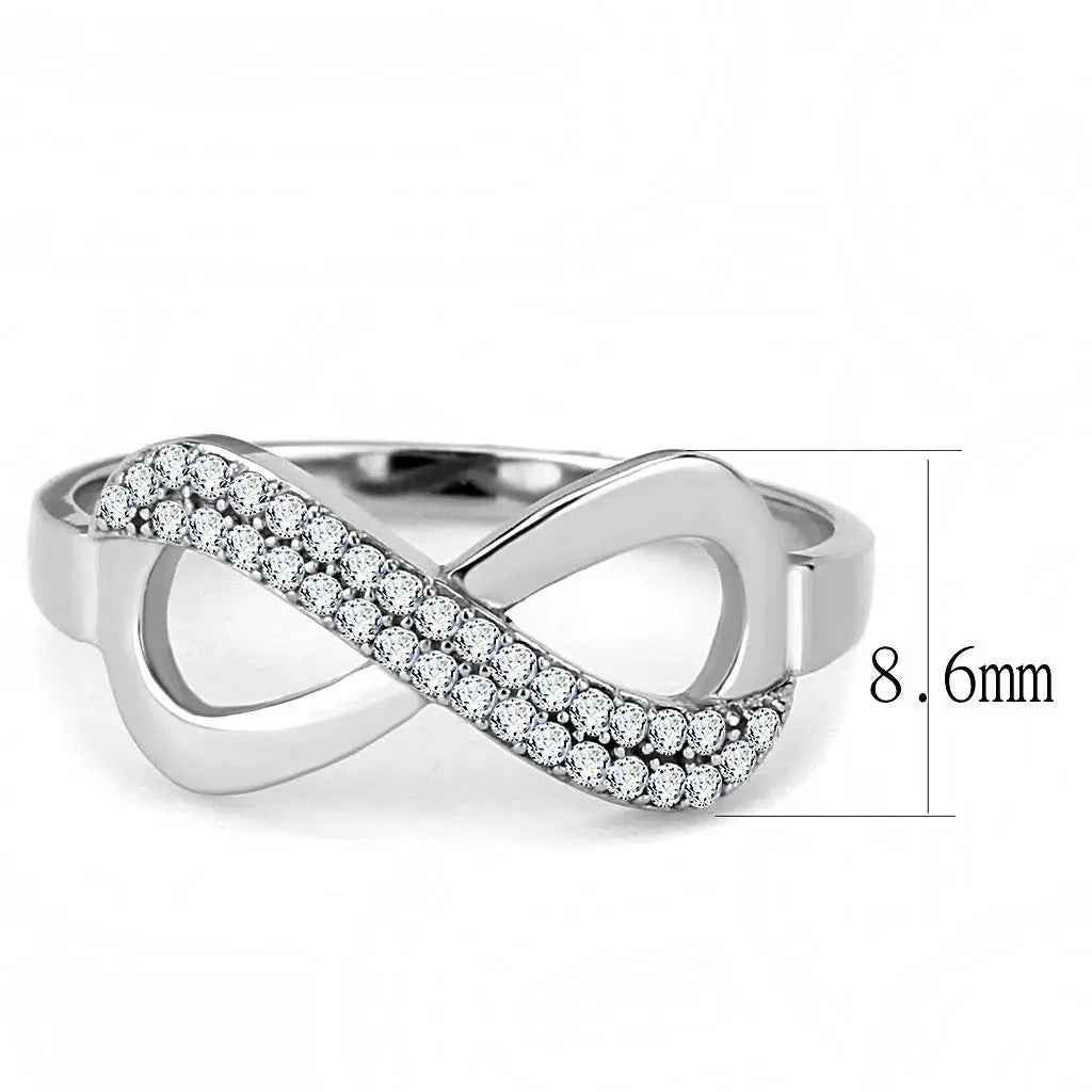 Alamode High polished (no plating) Stainless Steel Ring with AAA Grade CZ in Clear - Alamode - Flyclothing LLC