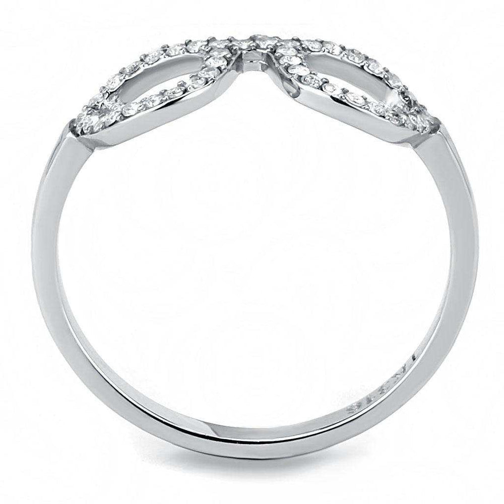 Alamode High polished (no plating) Stainless Steel Ring with AAA Grade CZ in Clear - Alamode - Flyclothing LLC
