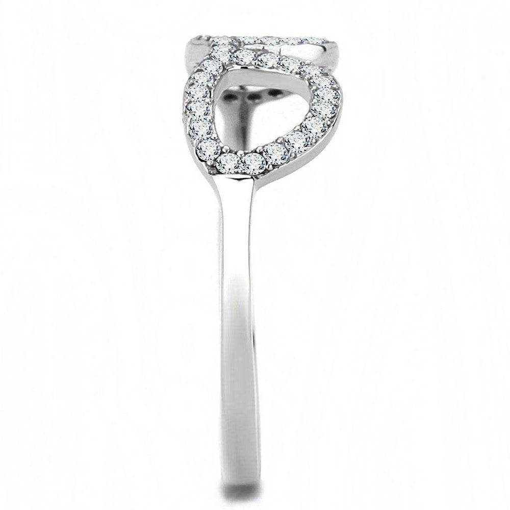 Alamode High polished (no plating) Stainless Steel Ring with AAA Grade CZ in Clear - Alamode - Flyclothing LLC