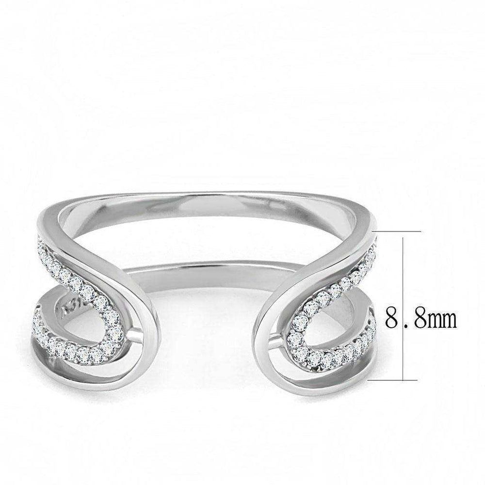 Alamode High polished (no plating) Stainless Steel Ring with AAA Grade CZ in Clear - Alamode - Flyclothing LLC