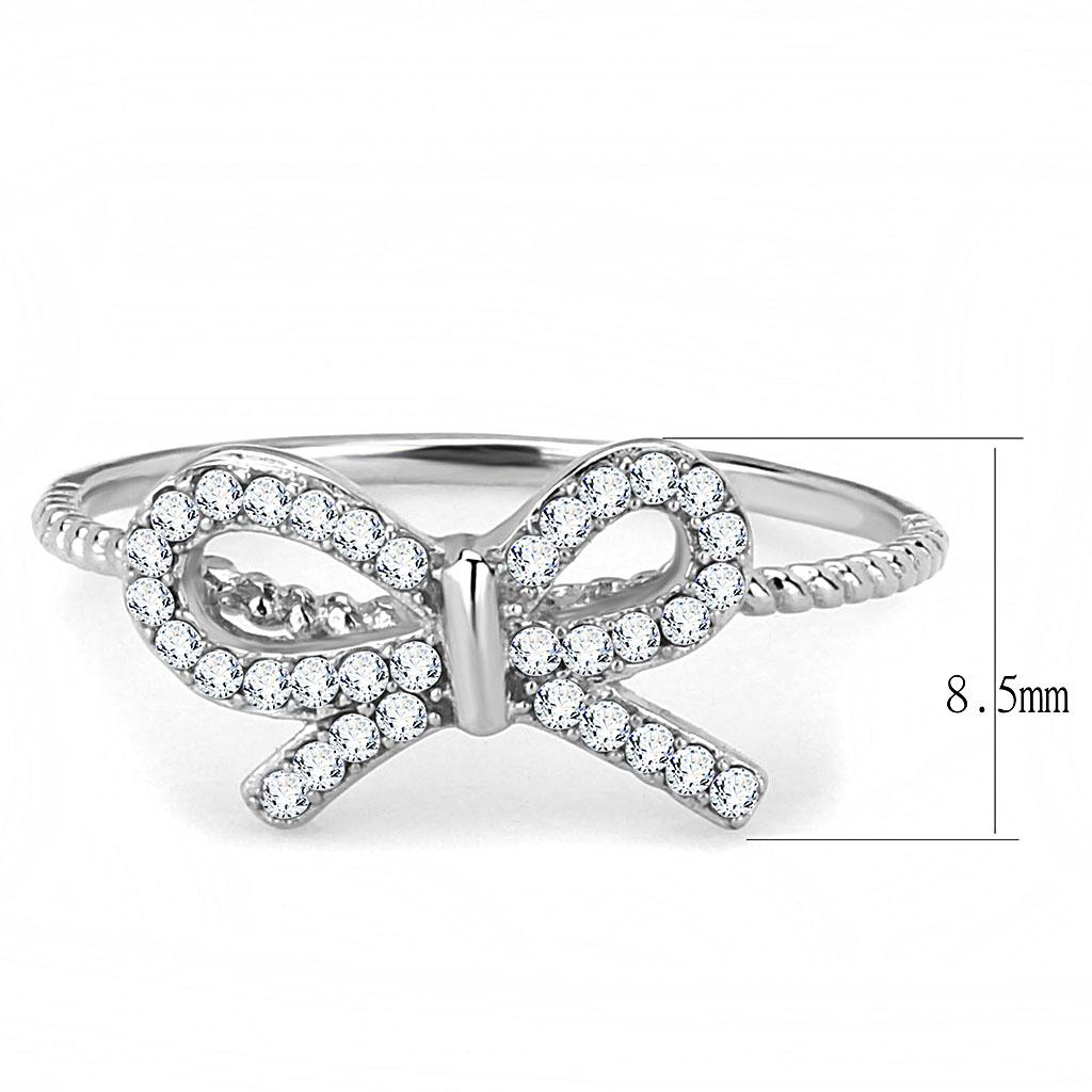 Alamode High polished (no plating) Stainless Steel Ring with AAA Grade CZ in Clear