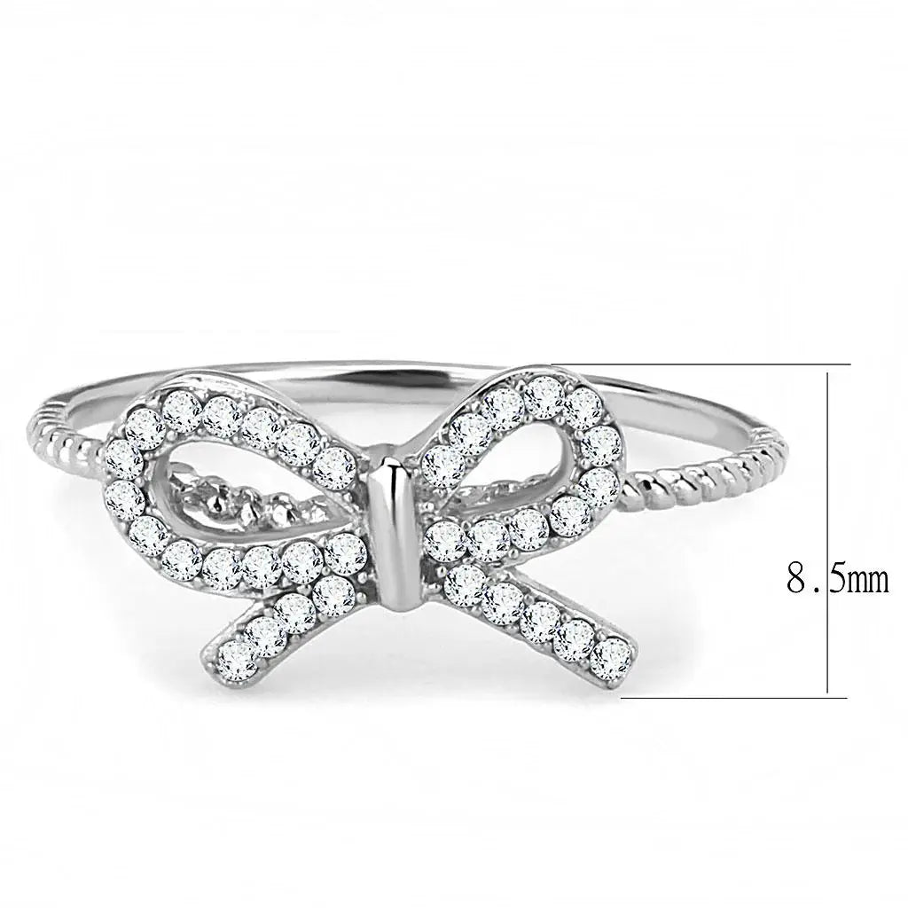 Alamode High polished (no plating) Stainless Steel Ring with AAA Grade CZ in Clear - Alamode - Flyclothing LLC